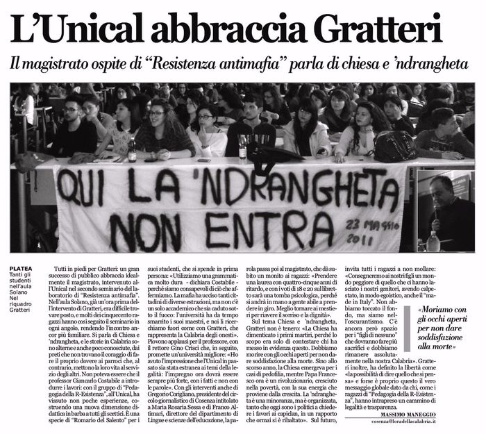 L'Ora della Calabria, pagina 18, PdR incontra Nicola Gratteri.