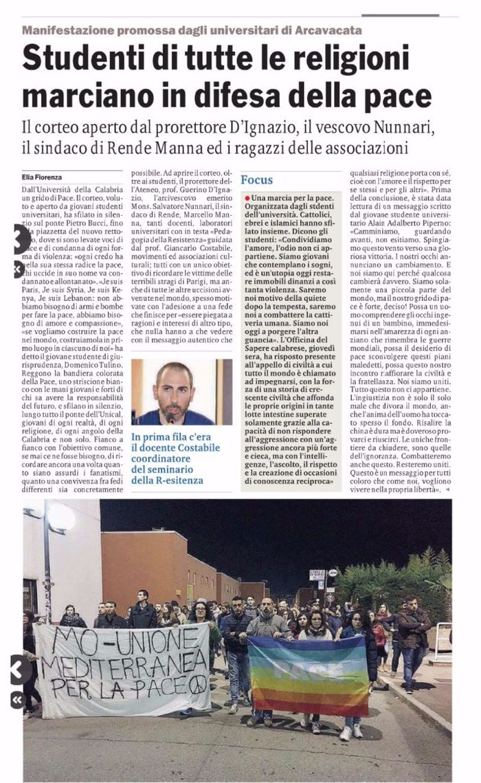 Gazzetta del Sud, pagina 24, PdR per la pace.